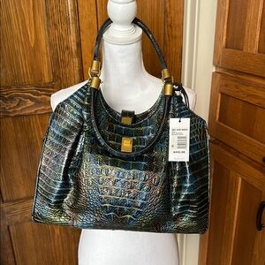 Brahmin Celia Multi Westfield Shoulder Bag with Crocodile Embossing